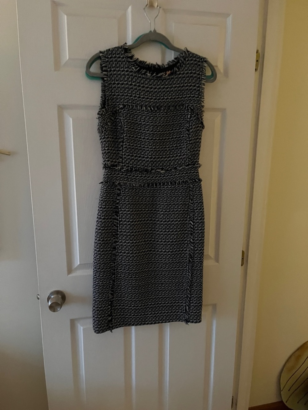Tory Burch Blue and White Textured Strapless Dress
